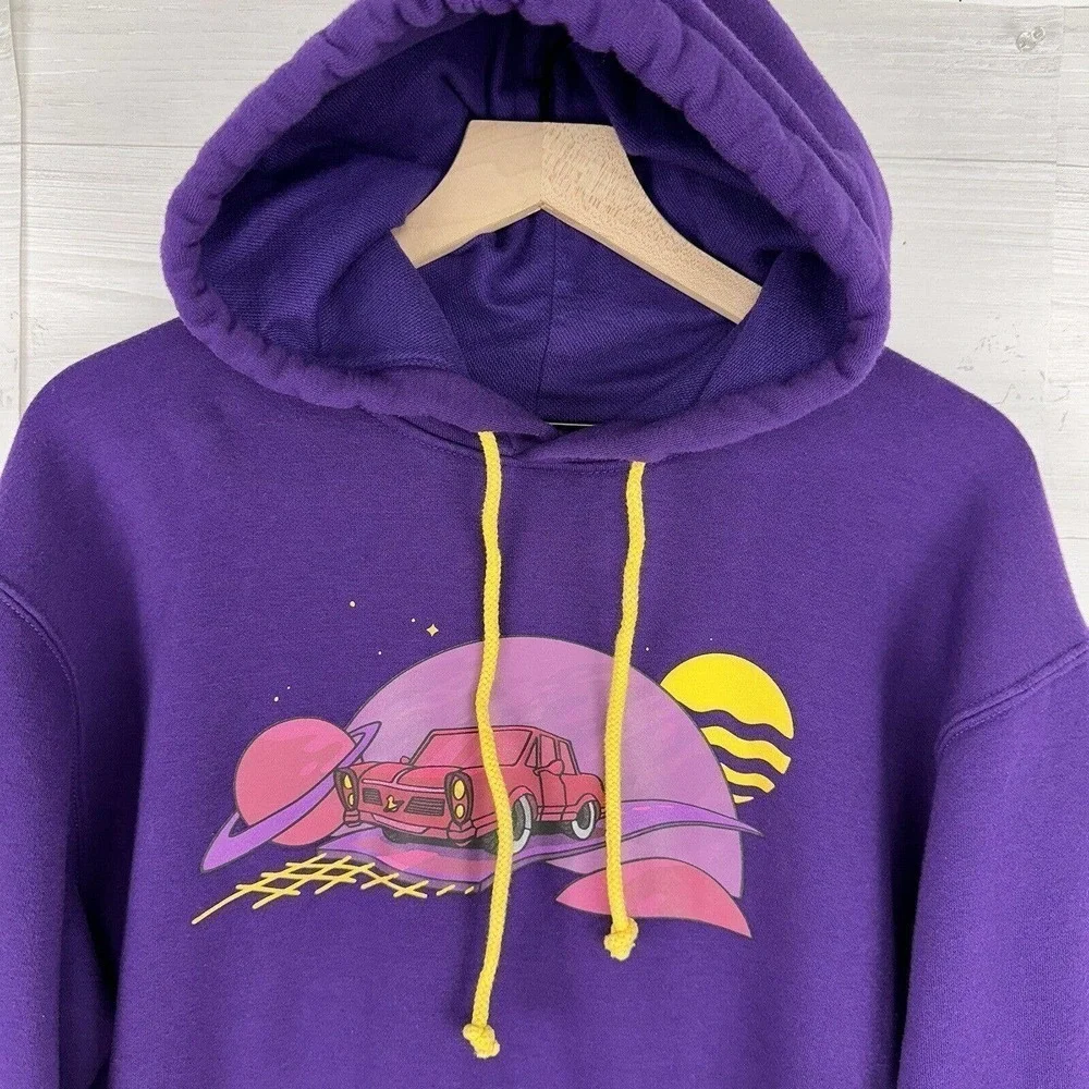 Five Hills Quackity Night Drive Hoodie Sweatshirt‎ Men Size Medium Purple Fleece